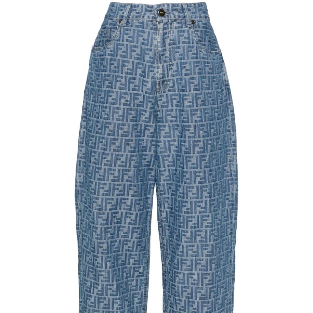 Fendi Ff Chambray Cotton Jeans